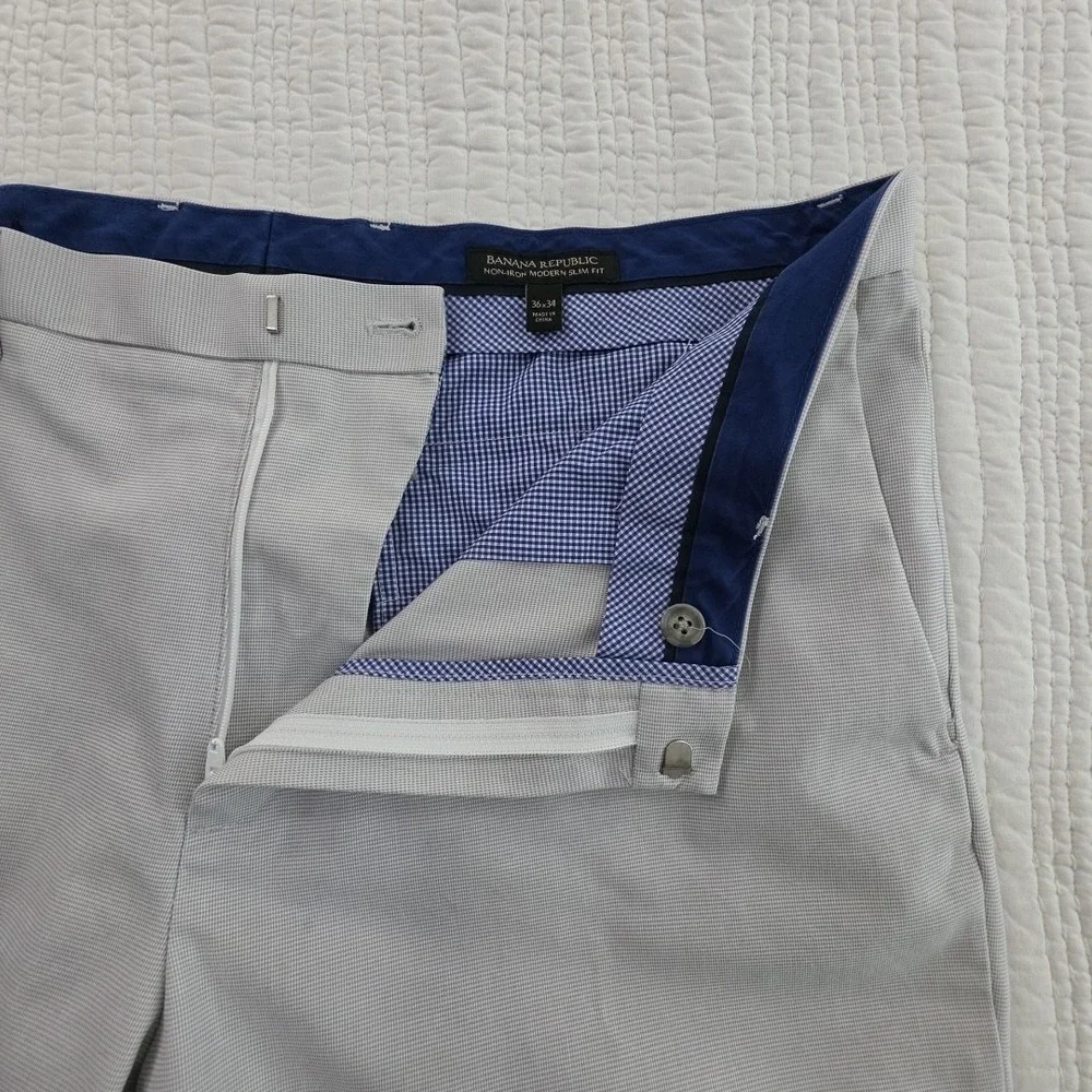 Banana Republic Travel Slim Fit Chino Pants‎ Mens 36x34 Gray Cotton Zip Pocket